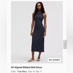 Lululemon All Aligned Ribbed Midi Dress - True Navy Sz 4